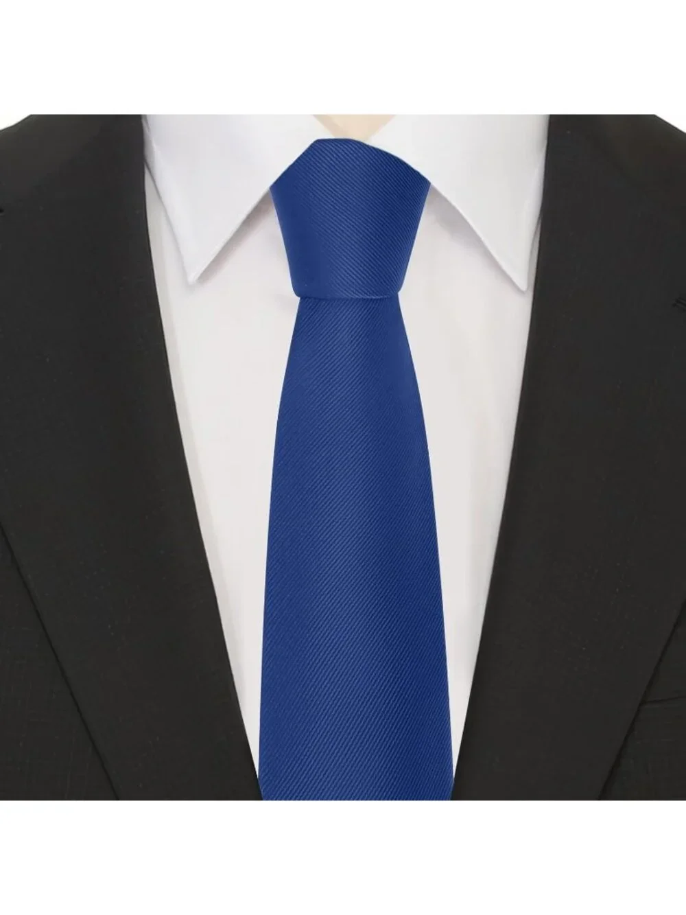 Men's Dark Blue Twill Diagonal Textured Silk Formal Necktie For Business Dress
